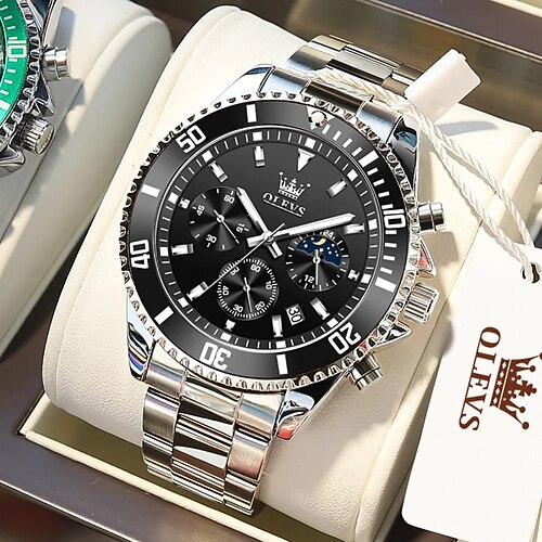 olevs uhr für männer mode luxus klassische quarz armbanduhren sport wasserdichte taucher edelstahl herrenuhren 2870 Image