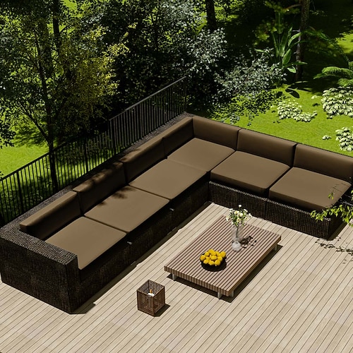 2 Stück Terrassenkissenbezüge, 100 % wasserdichter Outdoor-Sofa-Sitzbezug aus Korbgeflecht, wasserdichter Couch-Schonbezug, Oxford-Geflecht-Stuhlbezug, Möbelschutz Image