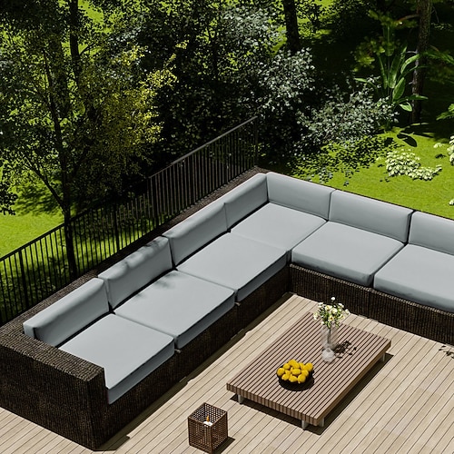 2 Stück Terrassenkissenbezüge, 100 % wasserdichter Outdoor-Sofa-Sitzbezug aus Korbgeflecht, wasserdichter Couch-Schonbezug, Oxford-Geflecht-Stuhlbezug, Möbelschutz Image