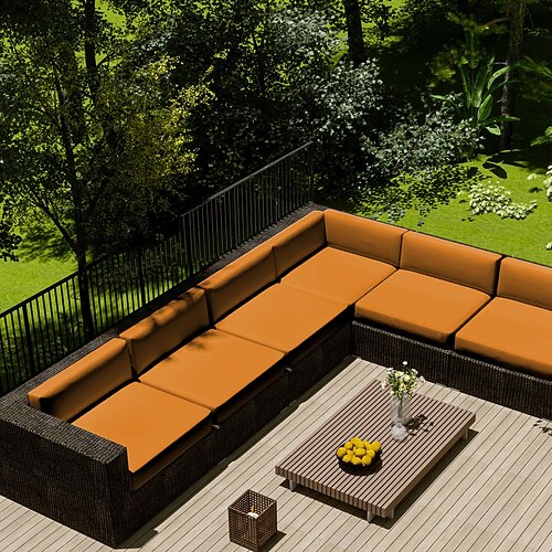 2 Stück Terrassenkissenbezüge, 100 % wasserdichter Outdoor-Sofa-Sitzbezug aus Korbgeflecht, wasserdichter Couch-Schonbezug, Oxford-Geflecht-Stuhlbezug, Möbelschutz Image