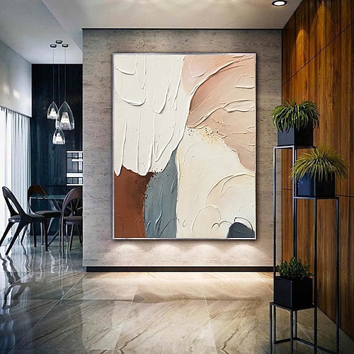 Handgefertigtes, handgemaltes Ölgemälde, Wandkunst, groß, Original, beige, abstraktes Gemälde, graues Gemälde, modernes rosa Ölgemälde, minimalistisches abstraktes Gemälde, Dekor, gerollte Leinwand, Image