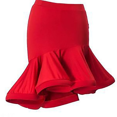 Latein-Tanz Röcke Horizontal gerüscht Pure Farbe Damen Leistung Ausbildung Hoch Polyester Image