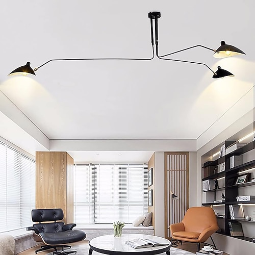 3-Licht 6-Licht 185/230 cm Sputnik Design Cluster-Design Pendelleuchten Metall Künsterlischer Stil Vintage-Stil Sputnik Lackierte Oberflächen Schwarz Vintage Modern 110-120V 220-240V Image