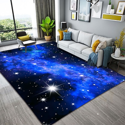 Galaxie-Stern-Teppich für Wohnzimmer, rutschfeste Bodenmatte, Nachttisch, Wohnzimmer, Schlafzimmer, drinnen und draußen Image