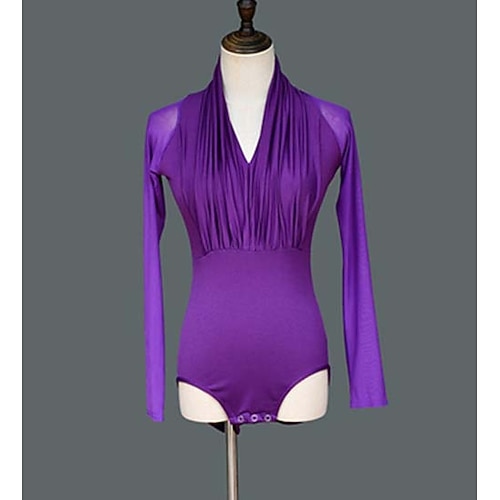 Latein-Tanz Tanzbekleidung Gymnastikanzug / Einteiler Pure Farbe Damen Leistung Ausbildung Langarm Hoch Milchfieber Image