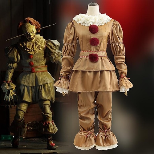 Karnevalskostüm Burlesque Clown Pennywise Karneval Cosplay Kostüm Partykostüm Es Outfits Gruseliges Kostüm Erwachsene Herren Damen Halloween Karneval Maskerade Leistung Party Einfaches Karnevalskostüm