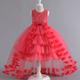 Baby Mädchen Party Kleid Feste Farbe Ärmellos Leistung Hochzeit Gitter Zip Kuschelig Prinzessin Baumwolle Polyester Asymmetrisch abendkleider Sommer Frühling Herbst 7-13 Jahre Weiß Champagner Rosa