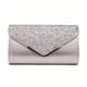 Damen-Clutch-Taschen aus Polyester für den Abend, Braut, Hochzeit, Party, Valentinstag, mit Paillettenkette in einfarbigem Glitzer-Glanz-Silber-Schwarz-Rosa