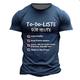 To Do Liste Fur Heute Casual Street Style Herren 3D-Druck T-Shirt T-Shirt Sport Outdoor Urlaub Ausgehen T-Shirt Schwarz Blau Braun Kurzarm Rundhalsshirt Frühling Sommerbekleidung