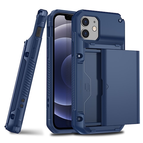 Handy Hülle Handyhüllen Für iPhone 15 14 Pro Max Plus 13 12 11 Pro Max Rückseite Brieftaschenhülle Kartenfach Stoßfest Einfarbig TPU PC Image