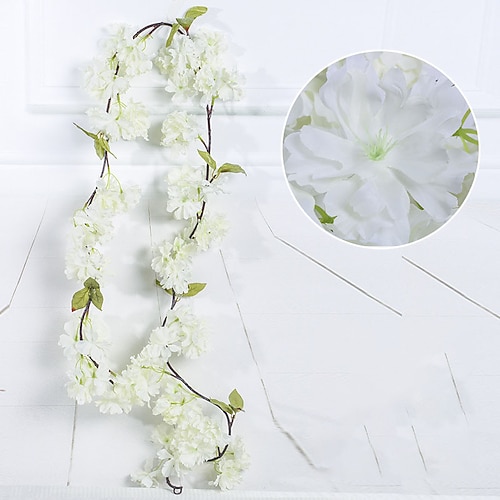 Sakura-Rattan-Simulationsblume, Seidenblumenform, Hochzeitsdekoration, Dekoration für Zuhause, künstliche Blumen für Hochzeit, Bogen, Garten, Wand, Zuhause, Party, Hotel, Büro, Dekoration Image