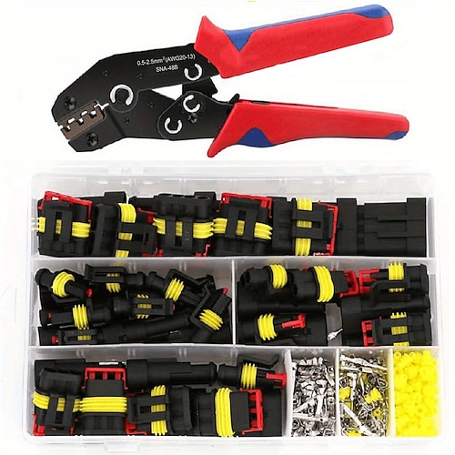 Starfire 352 Stück versteckte wasserdichte Anschlüsse 1/2/3/4 Pin 26 Sets Auto-elektrischer elektrischer Kabel-Anschlussstecker LKW-Kabelbaum Weg Auto wasserdicht versiegeltes elektrisches Kabel Image