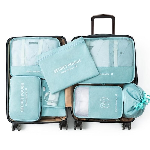 Kompressions-Packwürfel-Set für die Reise zur Gepäckaufbewahrung und als platzsparender Rucksack-Organizer, 7-teilige Koffer-Organizer-Taschen, große Aufbewahrungsmöglichkeit für Kleidung auf Reisen Image