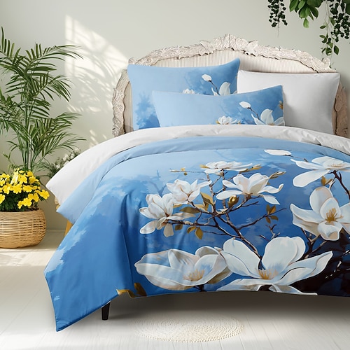 Chinesische Landschaftsserie, Landschaftsmuster, Bettbezug-Set, Bettdecken-Set, bedruckte Boho-Bettbezug-Baumwoll-Bettwäsche-Sets mit Umschlag-Kissenbezug, Raumdekoration, King-Size-Bettbezug Image