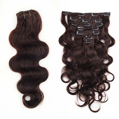 Einclipsen Haarverlängerungen Echthaar 7 Stück Packung Große Wellen 14-22 Zoll Haarverlängerungen Image