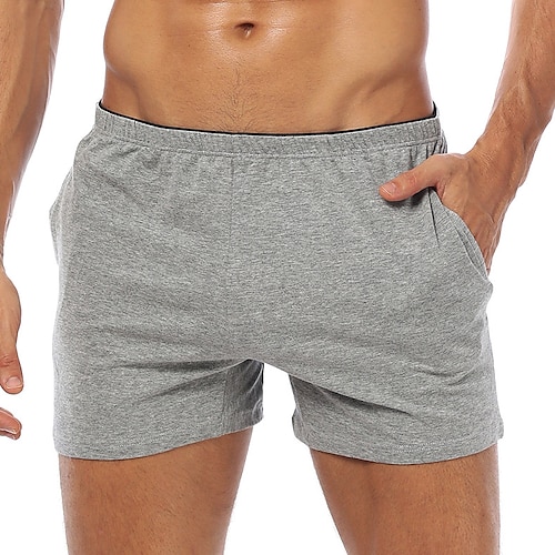 Herren Sweatshorts Kurze Hose Unterwäsche Shorts Einfarbig Atmungsaktiv Weich Kurz Heim Täglich Basic Brautkleider schlicht Schlank Schwarz Weiß Mikro-elastisch Image