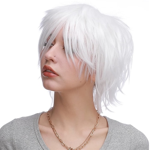Damen Herren Cosplay Perücke kurz glatt Anime Partykleid flauschige Vollperücken hellblau Karnevalsperücken Image
