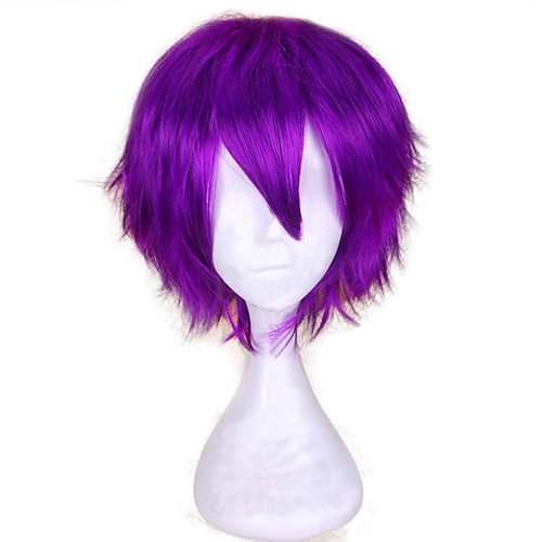 Damen Herren Cosplay Perücke kurz glatt Anime Partykleid flauschige Vollperücken hellblau Karnevalsperücken Image