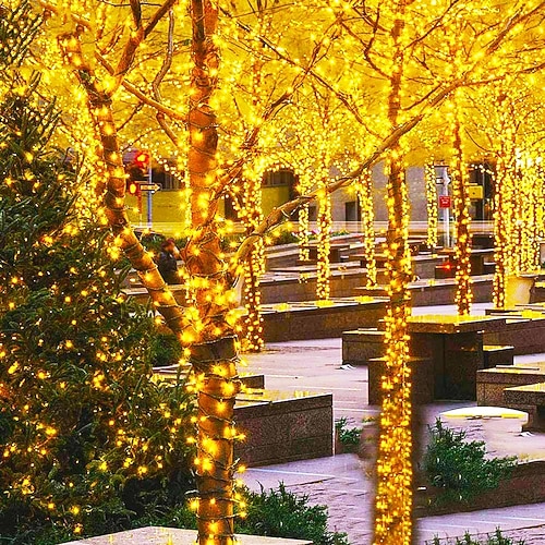 Wasserdichte Außen Solar LED-Lichterkette 5M-20LEDs 7M-50LEDs 12M-100LEDs 22M-200LEDs Feenlicht Feiertagsbeleuchtung Baumlichter Hochzeitsfeier Baum Garten Innen Außen Deko Image