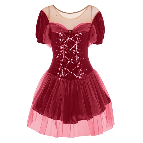 Eiskunstlaufkleid Damen Mädchen Eislaufen Kleider Austattungen Milchweiß Dunkelrot Gelb Gelb Spandex Hochelastisch Wettbewerb Eiskunstlaufkleidung Eislaufen Eiskundstlauf Image