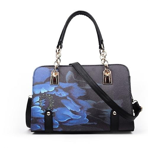 Damen Handtasche PU-Leder B¨¹ro Täglich Hohe Kapazität Anti Staub Geometrisch Blume Wein Schwarz Rot