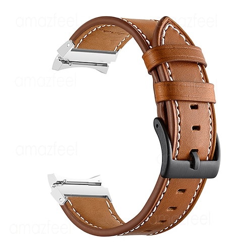 Uhrenarmband für Samsung Galaxy Watch 7/6/5/4 40/44mm, Watch 5 Pro 45mm, Watch 6 Classic 43/47mm, Watch 4 Classic 42/46mm Echtes Leder Ersatz Gurt Verstellbar Atmungsaktiv Stoßresistent Armband Image
