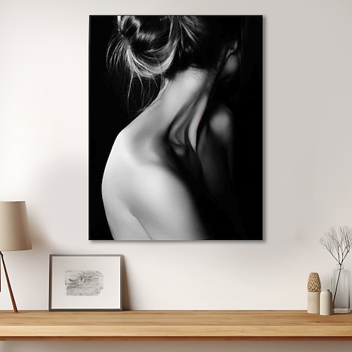 Menschen Wandkunst Leinwand schwarz und weiß sexy Frau zurück Posterdrucke und Poster Bilder dekorative Stoffmalerei für Wohnzimmer Bilder ohne Rahmen Image