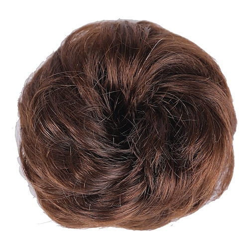 wodemate 100% Echthaarbrötchen 1 Stück unordentliche Brötchen Haarteilverlängerung lockiges natürliches Brötchen Haarteile für Frauen / Kinder Image