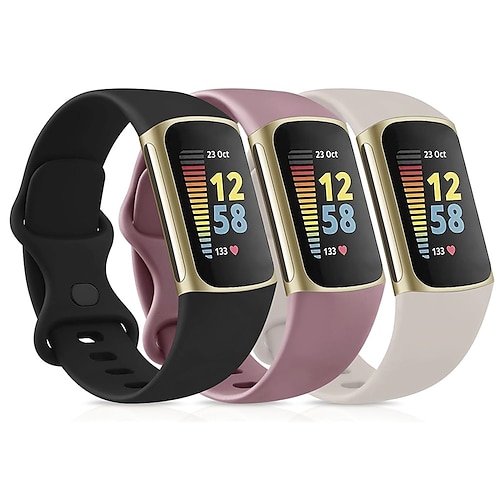 4 Packung 3 Pack 2er Pack Smartwatch-Band Kompatibel mit Fitbit Charge 5 Silikon Smartwatch Gurt Verstellbar Sportarmband Ersatz Armband Image