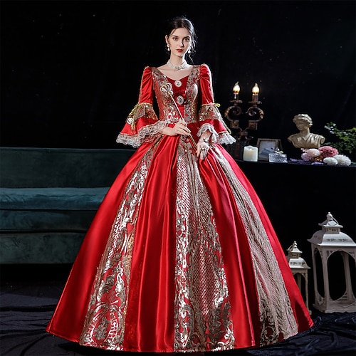 Gotisch Viktorianisch Vintage inspiriert Kleid Partykostüm Abschlussballkleid Prinzessin Shakespeare Einfarbig Ballkleid Kostüm Damen Halloween Karneval Valentinstag Party Abendgesellschaft Maskerade Image