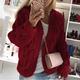 Damen Strickjacke Strickwaren Gedrehtes Grobstricken Stricken Strick Feste Farbe Mit Kapuze Basic Casual Täglich Ausgehen Drop-Schulter Winter Herbst Wein Pudriges Rosa Grau S / Langarm
