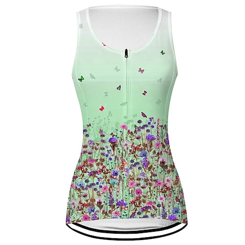 Damen Fahrradweste Radtrikot Grafik Blumenmuster Ärmellos Fahhrad Weste / Gilet Trikot Oberteil mit 3 Gesäßtaschen Mountainbike MTB Straßenradsport Schnelltrocknend Rückentasche Image
