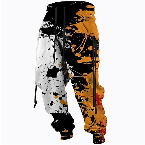 Herren Jogginghose Trainingshose Jogginghose Jogger Hose Hosen Kordelzug Seitentaschen Elastische Taille Farbblock Grafik-Drucke Komfort Atmungsaktiv Sports Outdoor Casual Täglich Baumwollmischung Image