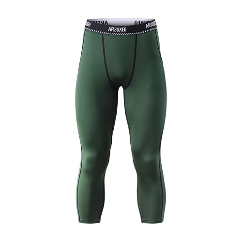 Arsuxeo Herren ¾ Radhose Fahhrad 3/4 Sporthose Leggings Formschluss MTB Mountain Rennrad Sport Atmungsaktiv Feuchtigkeitsableitung Schweißableitend Komfortabel Dunkelgrau Schwarz Bekleidung Erweitert Image