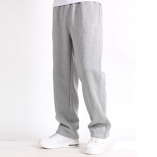 Herren Jogginghose Fleecehose Hose Gerade geschnittene Sweatpants Elastischer Bund Baggy Gerader Schnitt Einfarbig Einfach Bequem Atmungsaktiv Volle Länge Sport im Freien Alltagskleidung Basic Lässig Image