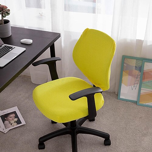 Stuhlbezug für Computer und Büro, Stretch, drehbar, Gaming-Sitzbezug, Jacquard, elastisch, grün/blau, Staubschutz, Sitzbezug, weich, langlebig, waschbar Image