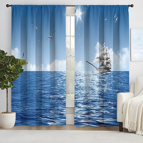 2-teilige Vorhangvorhänge, Verdunkelungsvorhang für Wohnzimmer, Schlafzimmer, Küche, Fensterbehandlungen, wärmeisolierte Raumverdunkelung Image