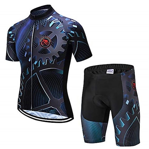 21Grams Herren Radtrikot mit Radhose fahrradbekleidung set Kurzarm MTB Mountain Rennrad Grün Schwarz Grau Ausrüstung Fahhrad Sportkleidung 3D-Pad Atmungsaktiv Rasche Trocknung Image