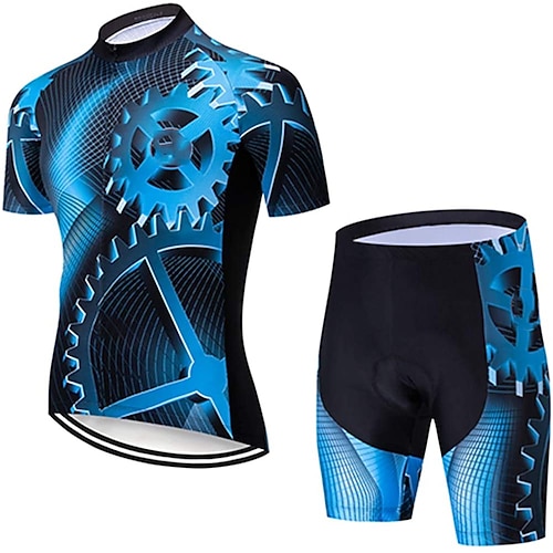 21Grams Herren Radtrikot mit Radhose fahrradbekleidung set Kurzarm MTB Mountain Rennrad Grün Schwarz Grau Ausrüstung Fahhrad Sportkleidung 3D-Pad Atmungsaktiv Rasche Trocknung Image