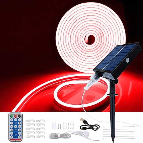 Halloween Neon Licht mit Solar LED Licht mit SMD2835 Fernbedienung 8-Modus Farbwechsel USB Aufladung 1000mAh IP67 wasserdicht Außen Dekoration automatische Zeitsteuerung Image