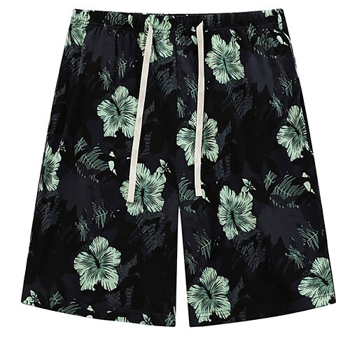 Herren Hausanzug Pyjama-Shorts Tier Grafik-Drucke Brautkleider schlicht Komfort Heim Täglich Bett Baumwolle Atmungsaktiv Weich Elastische Taille Sommer Frühling Wasserblau Schwarz Image