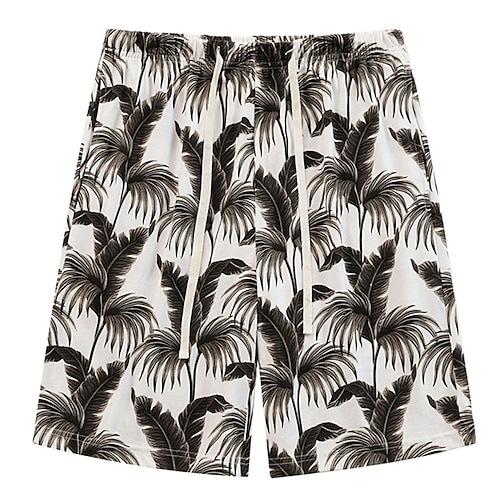 Herren Hausanzug Pyjama-Shorts Tier Grafik-Drucke Brautkleider schlicht Komfort Heim Täglich Bett Baumwolle Atmungsaktiv Weich Elastische Taille Sommer Frühling Wasserblau Schwarz Image