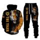 Herren Trainingsanzug Hoodies Set Gelb / schwarz Gelb Schwarz Schwarz Schwarz Schwarz Mit Kapuze Graphic Tiger 2 teilig Bedruckt Sport Natur Casual Sport 3D-Druck Strassenmode Basic