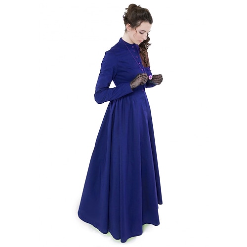 Kleid Viktorianisch Ballkleid 1910er Jahre Bodenlang Lange Länge Kleid Partykostüm Abschlussballkleid Übergröße Herzogin Übergrössen Einfarbig Ballkleid Rundhals Schulterfrei Kostüm Damen Maskerade Image