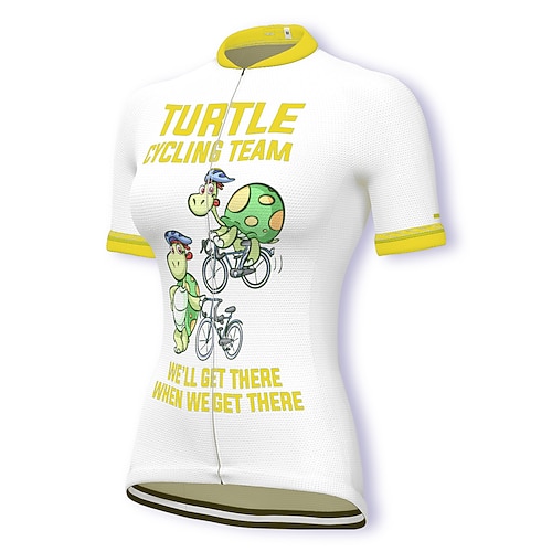 Damen Radtrikot Grafik Gemustert Lustig Kurzarm Fahhrad Trikot Oberteil mit 3 Gesäßtaschen Mountainbike MTB Straßenradsport Schnelltrocknend Weich Reflektierende Streifen Rückentasche Sport Weiß Gelb Image