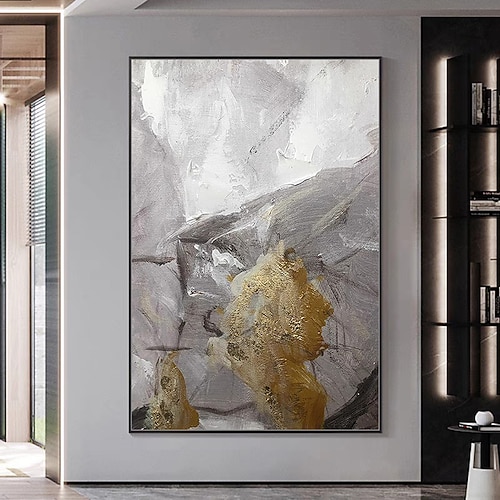Mintura handgefertigte goldene abstrakte Ölgemälde auf Leinwand, Wandkunst, Dekoration, modernes Bild für Heimdekoration, gerolltes, rahmenloses, ungedehntes Gemälde Image