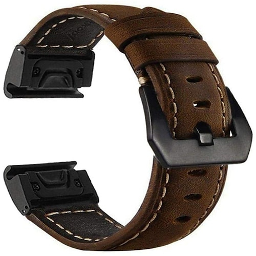 Uhrenarmband für Garmin Fenix 7 7S 7X 6 Pro Instinct 2X Solar Forerunner 955 945 Epix Approach S62 Enduro Tactix Marq Descent G1 Quatix Echtes Leder Ersatz Gurt Schnellmontage 20 22 26 mm Image
