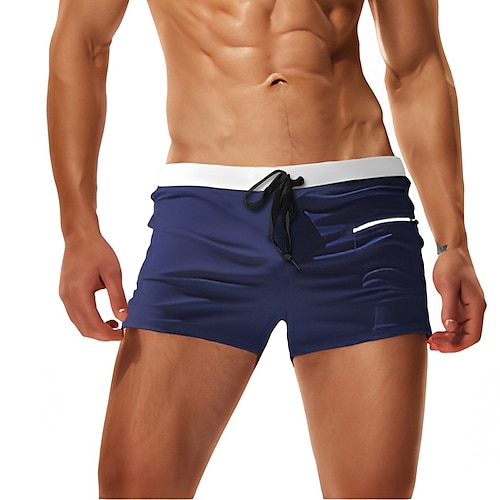 herren bademode badehose boardshorts badeshorts badeanzug einfarbig schwarz blau royalblau orange rot badeanzüge sportlich Image