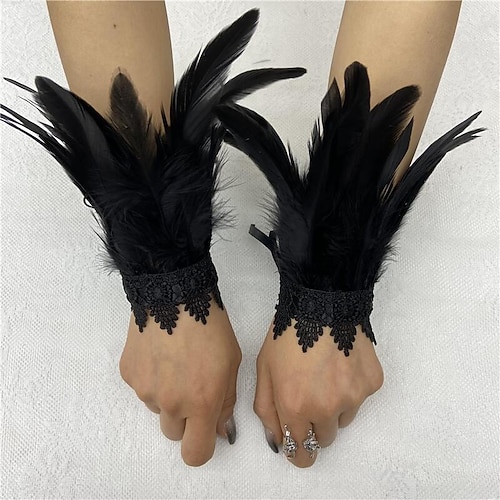 Retro Vintage Punk Gothic Handschuhe Federspitze Hexe Maleficent Spitze Kostüm Damen Fantasie Steampunk Walpurgisnacht Maskerade Party / Abend Erwachsene Handschuhe
