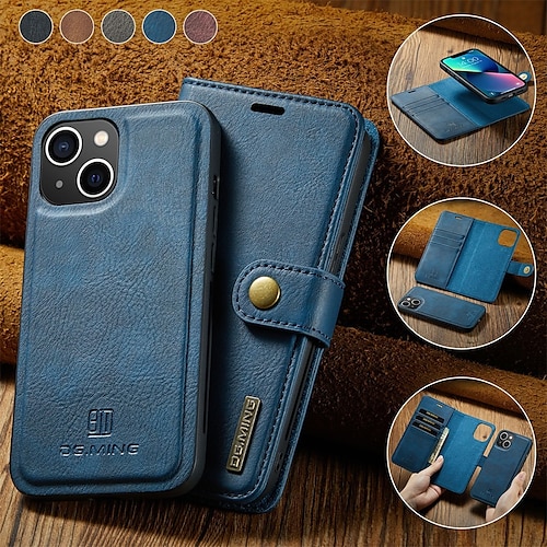 Handy Hülle Handyhüllen Für iPhone 17 Pro Max 17 Air 16 15 14 Pro Max Plus 16e 13 12 11 Pro Max Mini Brieftaschenhülle Flip-Cover Magnetisch Vollschutz Kartenfach Einfarbig PU-Leder Image